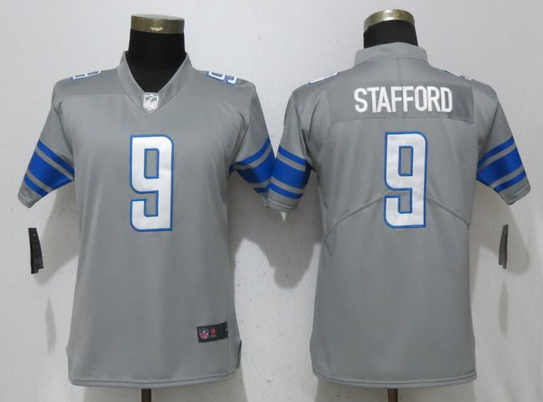 Women Detroit Lions 9 Stafford Gray Vapor Untouchable Player Nike Limited NFL Jerseys